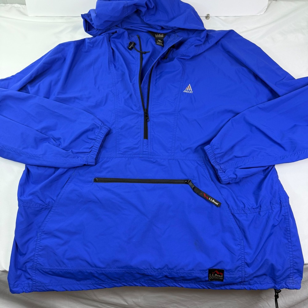 Vintage 90s LL Bean Outdoors Hooded Anorak Pullover Jacket XXL Blue Tech  Ansoft